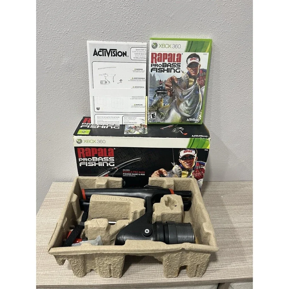 Xbox 360 Rapala Pro Bass Fishing Game With Fishing Rod Controller NEW Opened Box